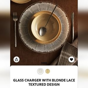 Zara Glass Charger with Gold Lace x4